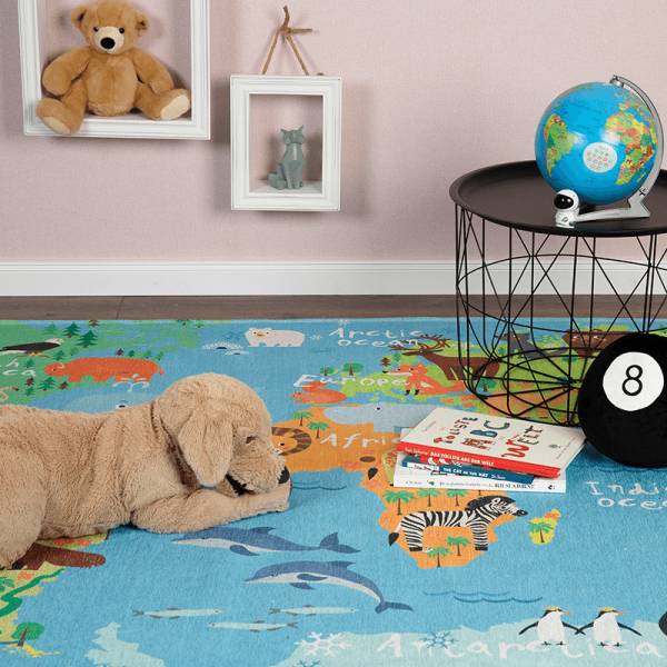 Kinderzimmer mit Weltkarte Teppich von Heineking24